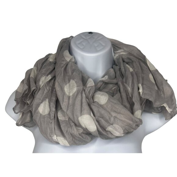 Light Gray Polka Dot Scarf Wrap Thin Material 74 in - Picture 2 of 5